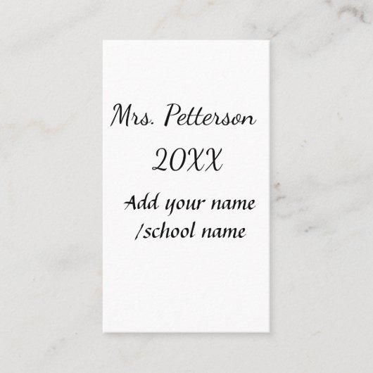 新学期の追加先生名の年度学校名 名刺 (正面)