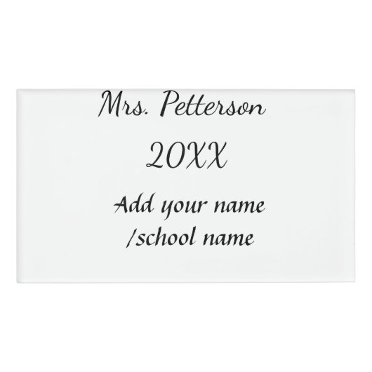 新学期の追加先生名の年度学校名 名札 (正面)