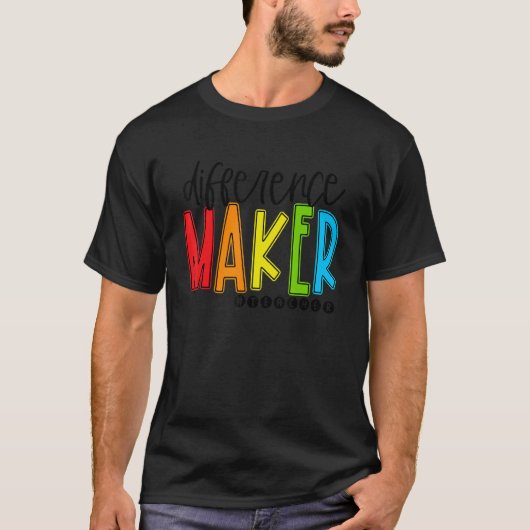 新学期の違いメーカー先生学生W Tシャツ (正面)