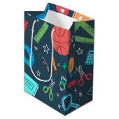 新学期の青い文房具セット ミディアムペーパーバッグ (正面アングル)