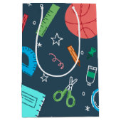 新学期の青い文房具セット ミディアムペーパーバッグ (正面)