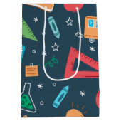 新学期の青い文房具セット ミディアムペーパーバッグ (裏面)