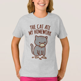 新学期のTシャツ「猫食べの宿題」 Tシャツ
