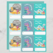 新学期ようこそ恐竜ラベル印刷可能 (正面/裏面)