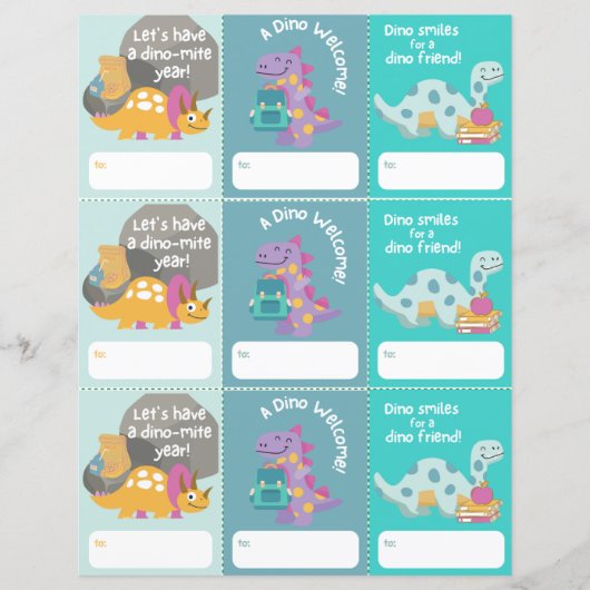 新学期ようこそ恐竜ラベル印刷可能 (正面)