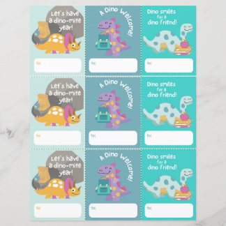 新学期ようこそ恐竜ラベル印刷可能