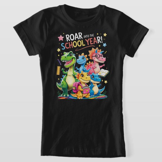 新学期を始めよう – かわいい恐竜の新学期デザイン Tシャツ (レイダウン)