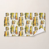 新学期イエローバスキッズかわいい珍しい バスタオルセット (ハンドタオル)