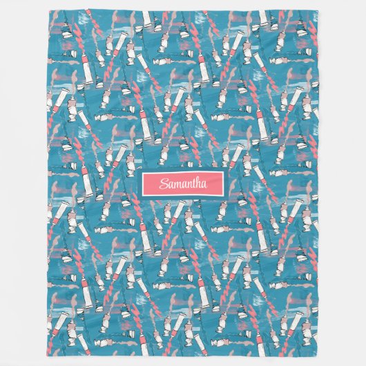 新学期エレガントフリース付名前をカスタムする フリースブランケット (正面)