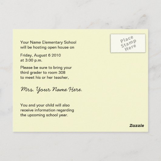 新学期オープンハウス/オリエンテーションはがき ポストカード (裏面)