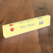 新学期カスタム先生レッドアップルイエロー デスクネームプレート (側面)