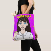 新学期カスタム10代のガールパープルネーム トートバッグ (クローズアップ)