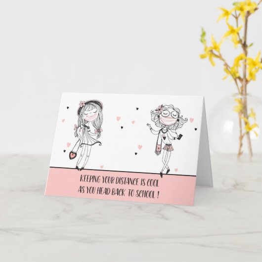 新学期カッコいい10代の19マスク付き女の子 カード (黄色い花)