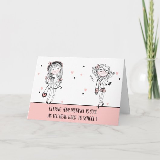 新学期カッコいい10代の19マスク付き女の子 カード (正面)