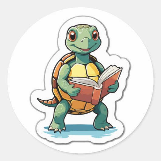 新学期カメ – ゆっくりと着実な読者 ラウンドシール (正面)