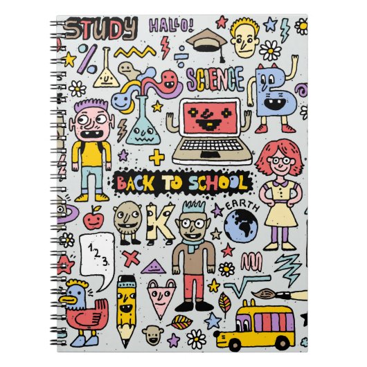 新学期カラフルの削除セット。ヴィンテージ欲 ノートブック (正面)