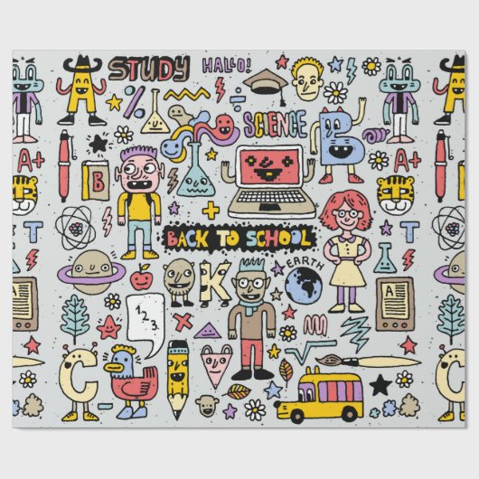 新学期カラフルの削除セット。ヴィンテージ欲 ラッピングペーパー (フラット)