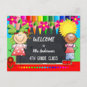 新学期カラフルシャルボードポストカード ポストカード (正面)