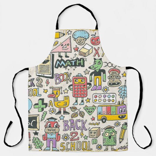 新学期カラフルドールセット2。手書き エプロン (正面)