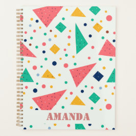 新学期カラフル幾何学名前をカスタムする プランナー手帳