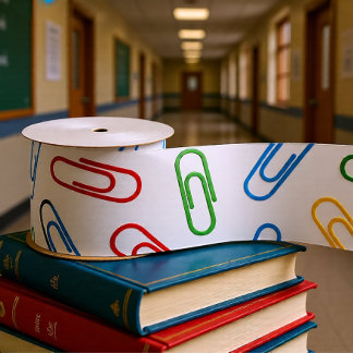 新学期カラフル紙クリップ サテンリボン