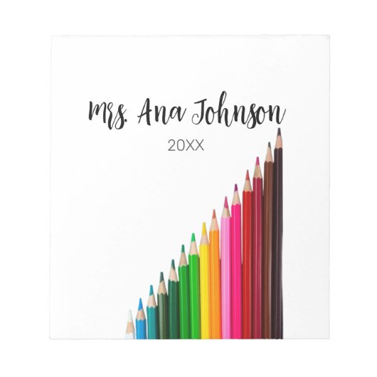 新学期カラーpencils追加クラス年 ノートパッド (正面)