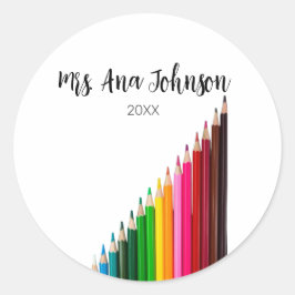 新学期カラーpencils追加クラス年 ラウンドシール