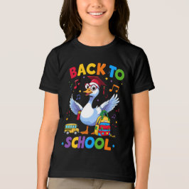 新学期ガチョウ – カラフルで楽しいTシャツデザイン トライブレンドTシャツ