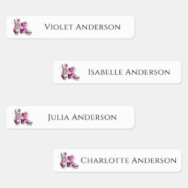 新学期ガールズアイススケートで滑るキッズ名 ラベル