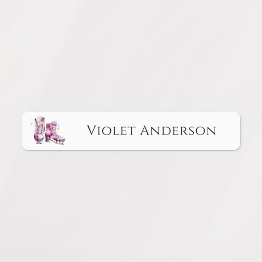 新学期ガールズアイススケートで滑るキッズ名 ラベル (デザイン1)