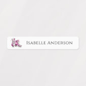 新学期ガールズアイススケートで滑るキッズ名 ラベル (デザイン2)