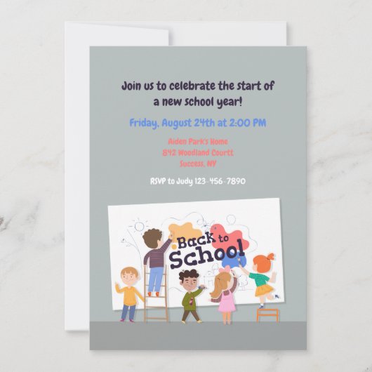 新学期キッズ招待状 招待状 (正面)