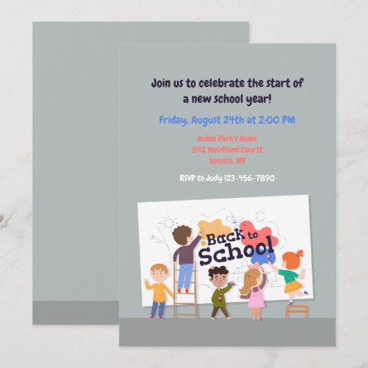 新学期キッズ招待状 招待状 (正面/裏面)