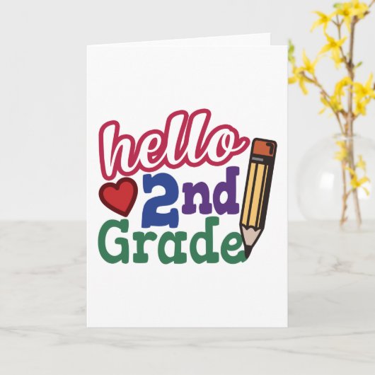 新学期ギフト – Hello Second (2nd)グレードKid カード (黄色い花)