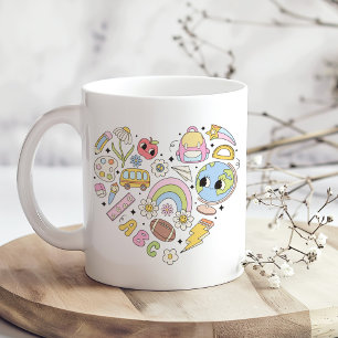 新学期グルーヴィカラフルハート コーヒーマグカップ