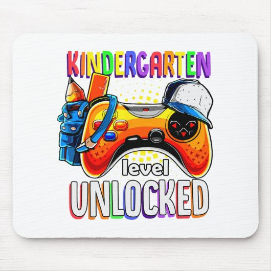 新学期ゲームパッド幼稚園レベル解除済み マウスパッド (正面)