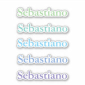 新学期スタンプ緑の青の名前 シール (正面)