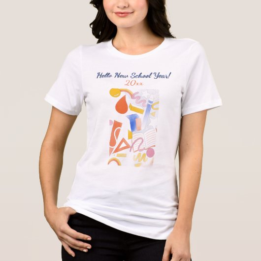 新学期スタート先生Tシャツ | 学校へ行こう トライブレンドTシャツ (正面)