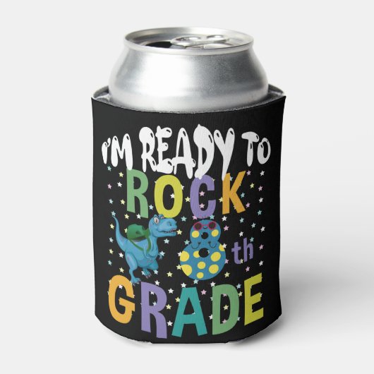 新学期スタート！8年生の恐竜、学校生活にワクワク 缶クーラー (缶正面)