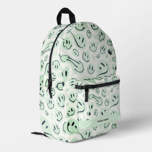 新学期スマイルグリーンパステルモダン プリントバックパック (裏面左端)