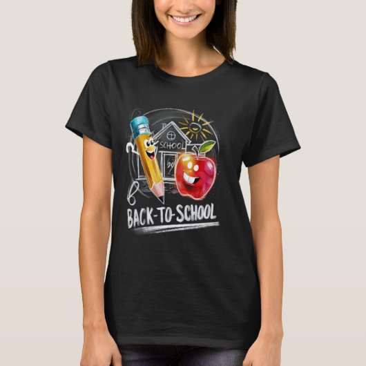 新学期チョーク先生おもしろいキッズファースト Tシャツ (正面)