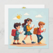 新学期チルドレンズフラットホリデーカード シーズンカード (正面/裏面)