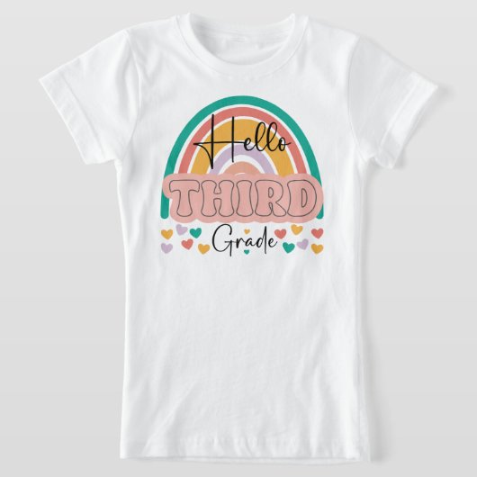 新学期ティー |ハローサードグレードTシャツ Tシャツ (レイダウン)