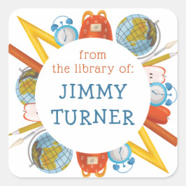 新学期テーマ蔵書票 スクエアシール