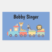 新学期トイ列車キリン・ゼブラライオン名 長方形シール (正面)