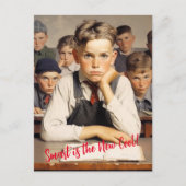 新学期ノーマンロックウェルスケッチスタイル ポストカード (正面)