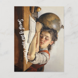 新学期ノーマンロックウェルスケッチスタイル ポストカード