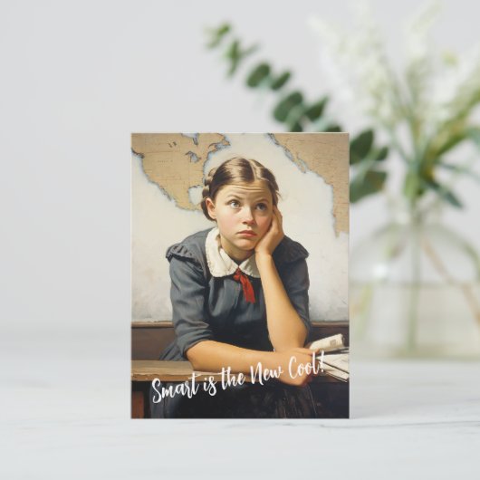 新学期ノーマンロックウェルスケッチスタイル ポストカード (スタンド正面)