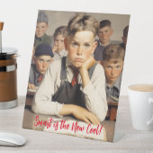 新学期ノーマンロックウェルスケッチスタイル 台座サイン (インサイチュ)