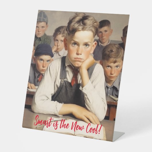 新学期ノーマンロックウェルスケッチスタイル 台座サイン (正面)